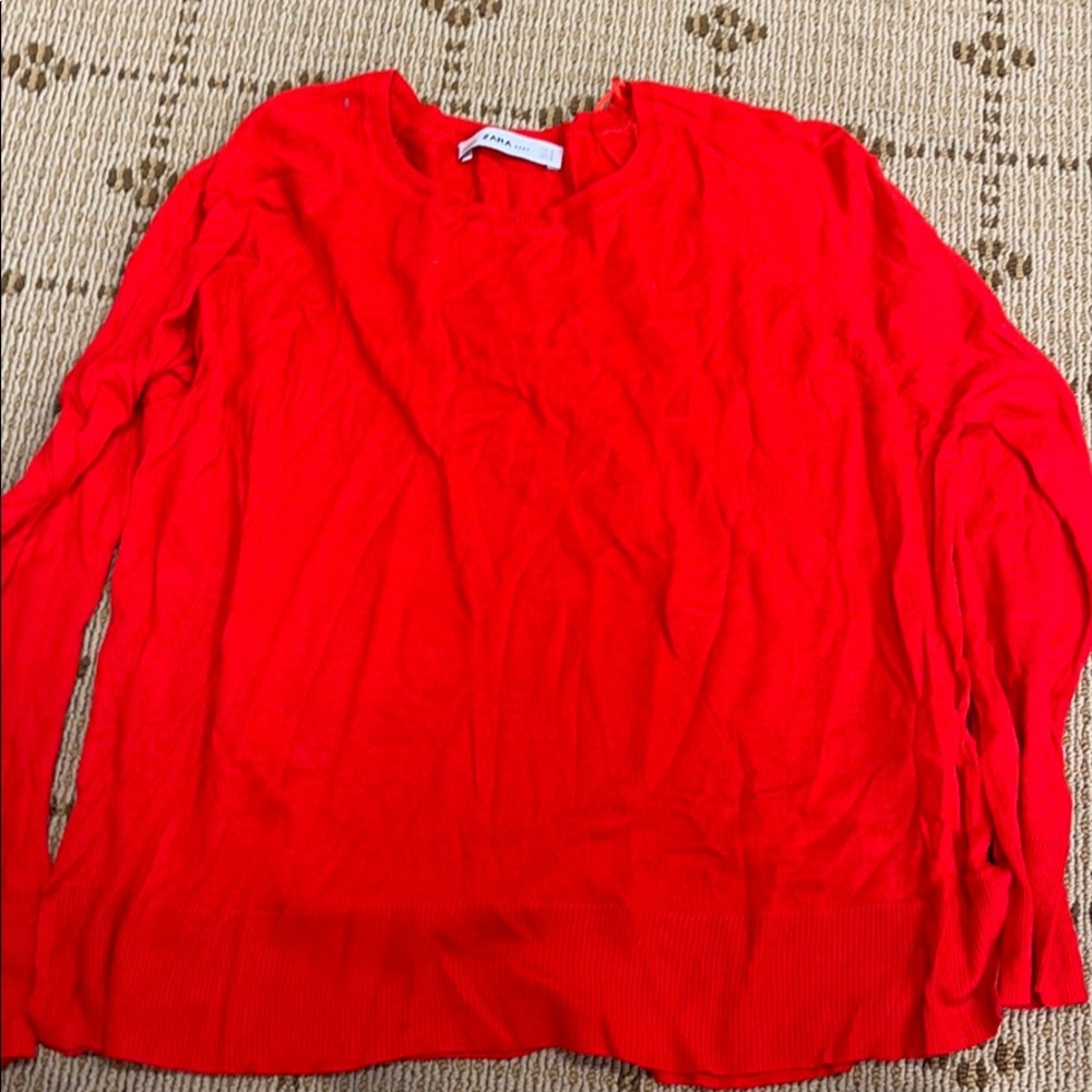 Zara red Cotton crew neck sweater
